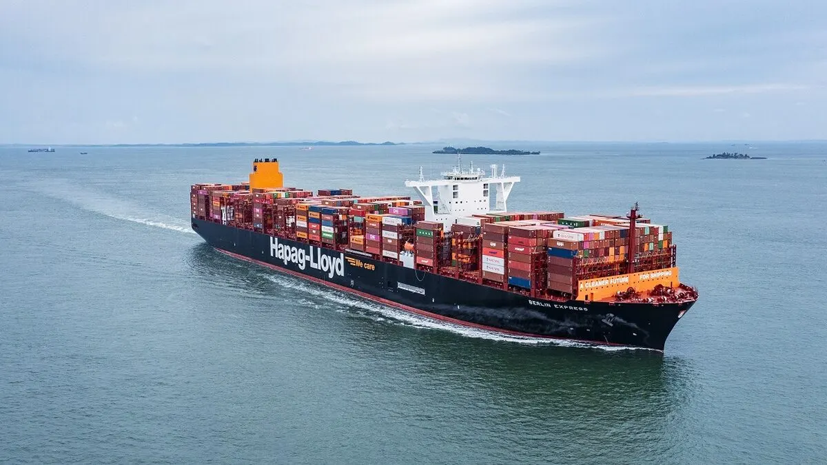 The container ship BERLIN EXPRESS under way